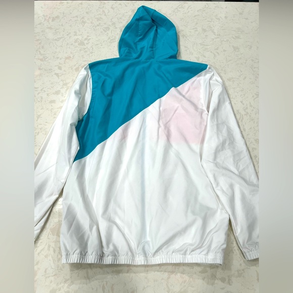 ADIDAS Courtside Windbreaker Jacket - White/Energy Blue - Men’s Small - Like New - Picture 6 of 7